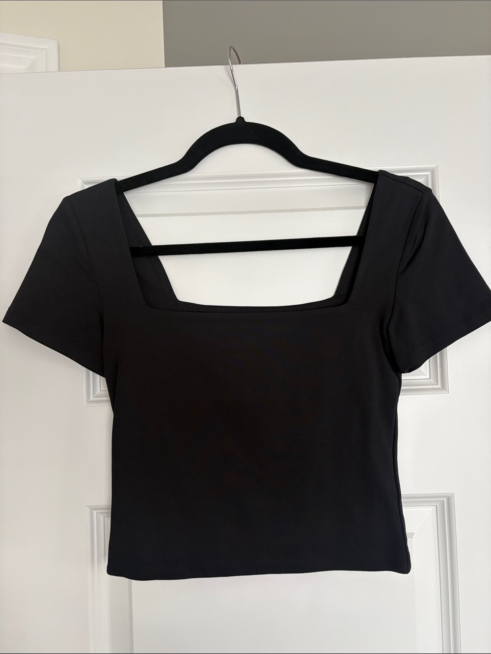 Classic Square-Neck Black Crop Top